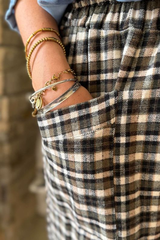Jasper Plaid Brushed Cotton Shelby Barrel Pant Heritage Green